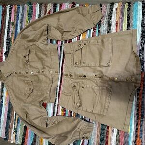 Tan Cropped Jacket and Skirt Set